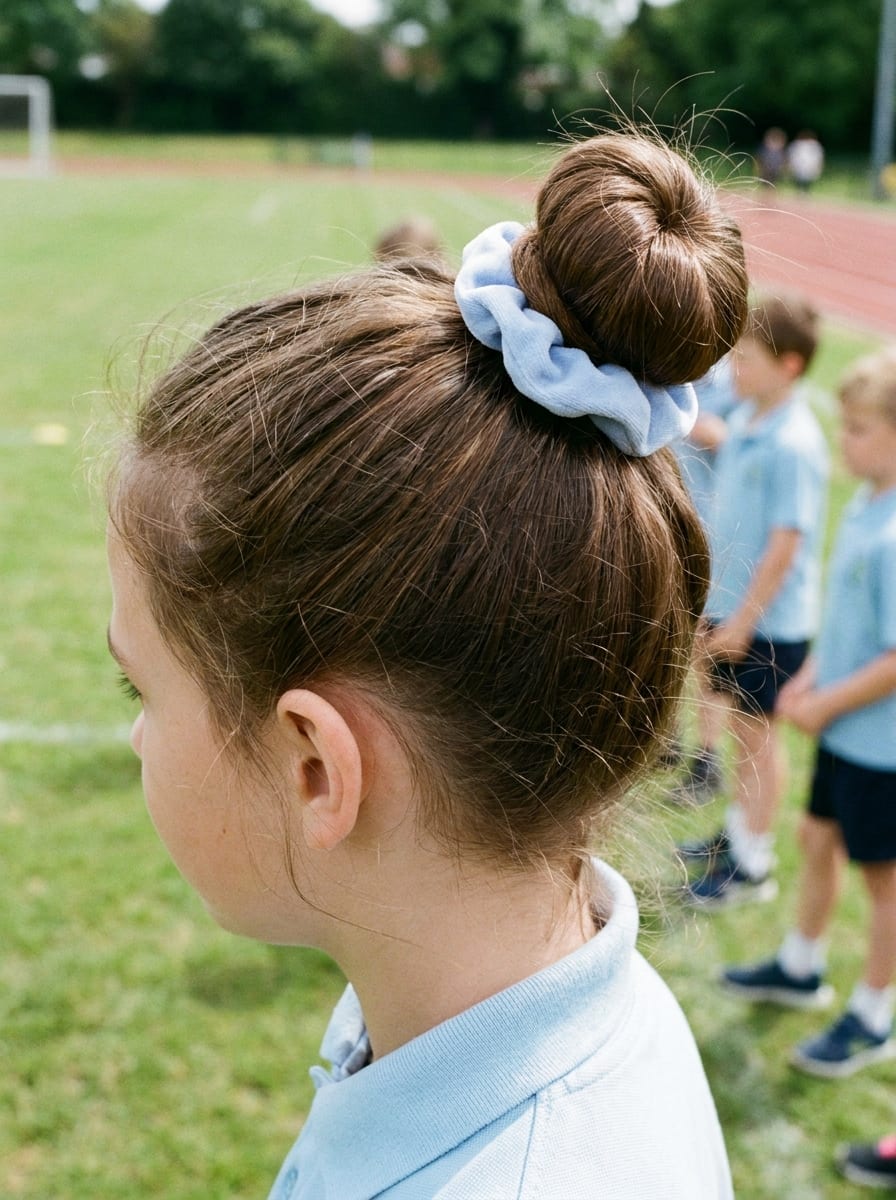 Hoher Dutt für den Sporttag - Schulfrisur für Mädchen